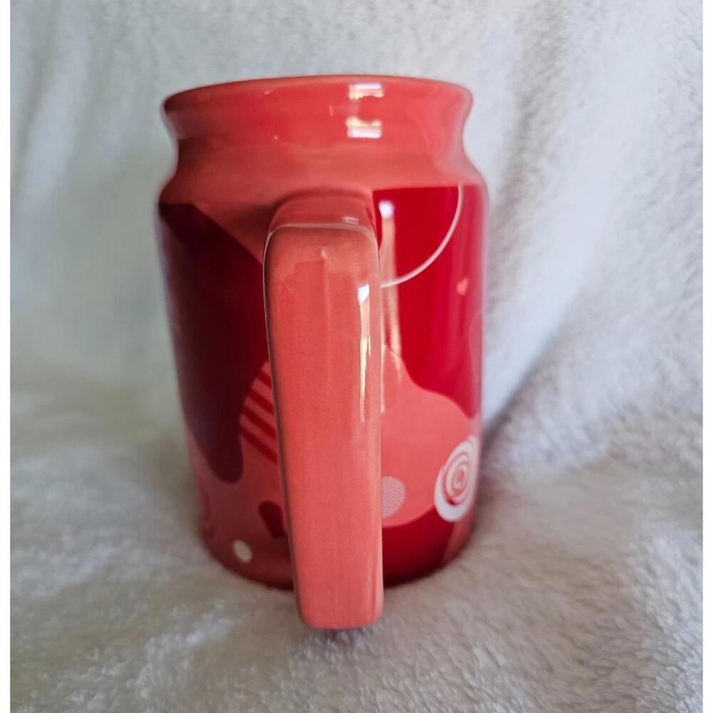 2022 Edible Valentine's Day Ceramic Coffee Mug Large Red & Pink Hearts 5.5" 28oz - Picture 3 of 7